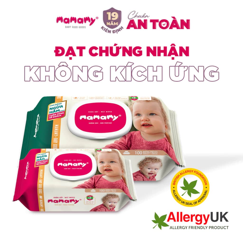 Khăn Ướt Trẻ Em Mamamy Không Mùi Dịu Nhẹ, An Toàn Cho Bé