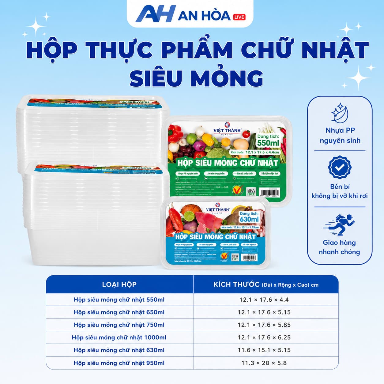 Hộp Nhựa Cao Cấp Siêu Mỏng (dạng chữ nhật) 