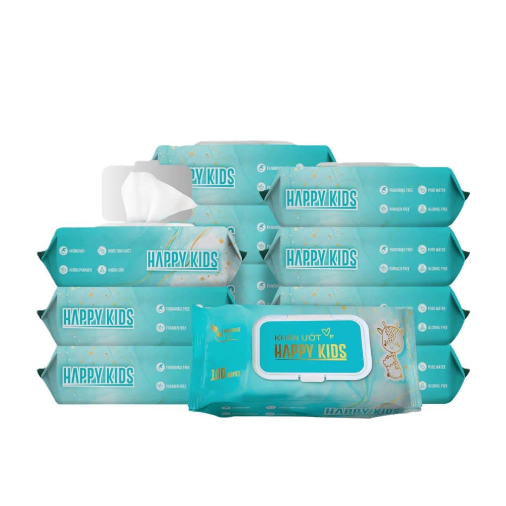 Khăn Ướt Trẻ Em Happy Kids EcoWipes Không Mùi Dịu Nhẹ