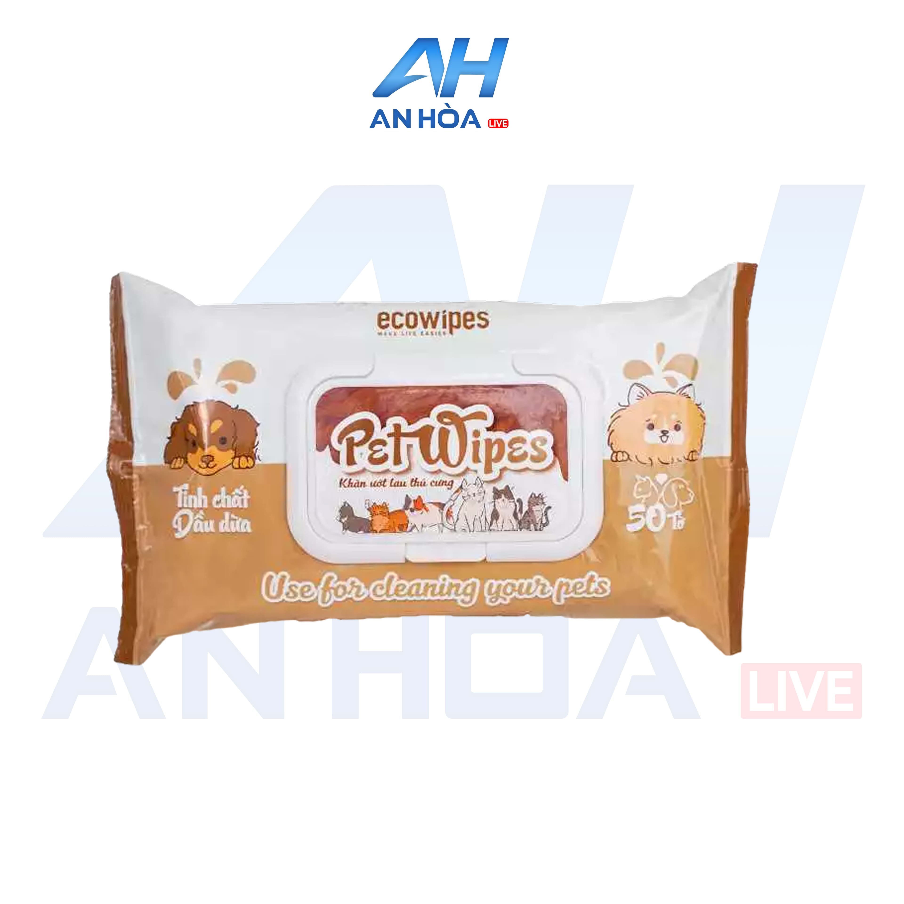 Khăn Ướt Vệ Sinh Thú Cưng Pet EcoWipes Hương Thơm Tự Nhiên Gói 50 Tờ
