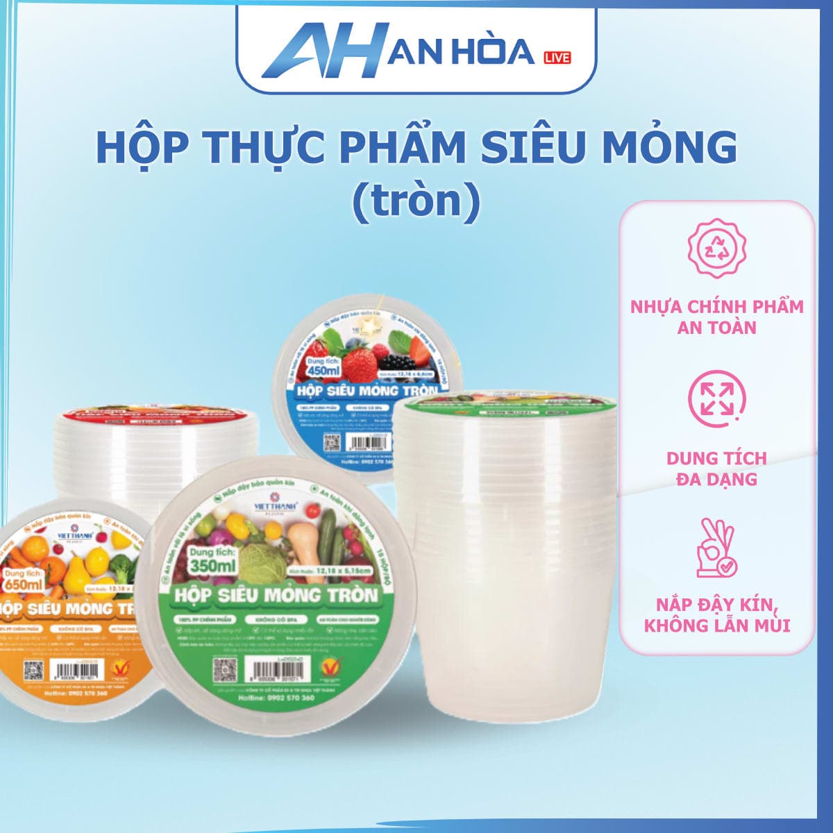 Hộp siêu mỏng tròn 650 ML