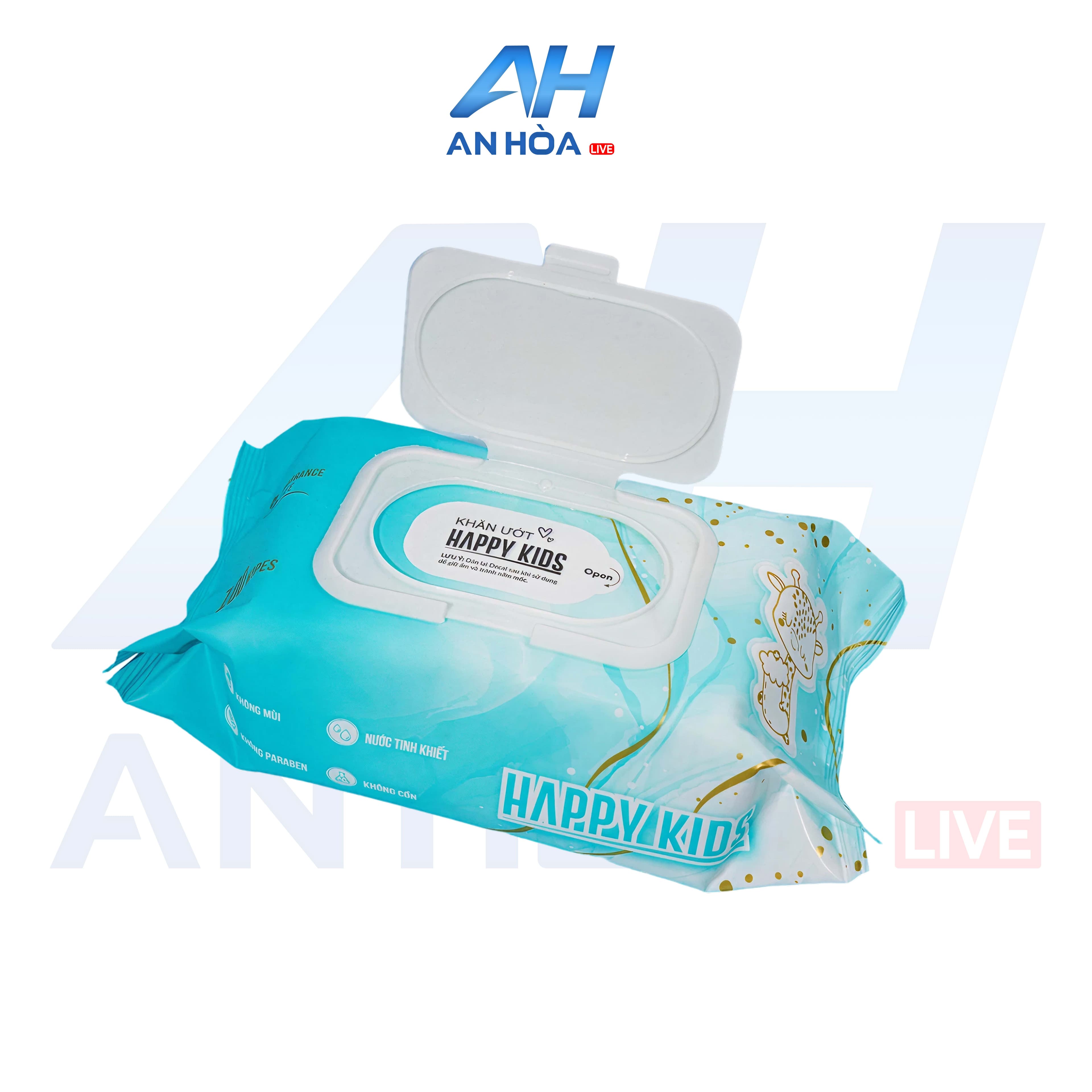 Khăn Ướt Trẻ Em Happy Kids EcoWipes Không Mùi Dịu Nhẹ Gói 100 Tờ